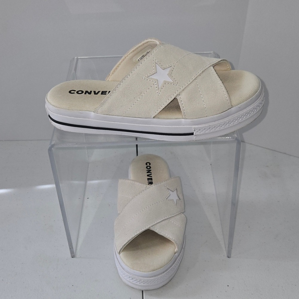 Converse One Star Sandal Slip On Platform Women 6 Egret White Leather 564144C